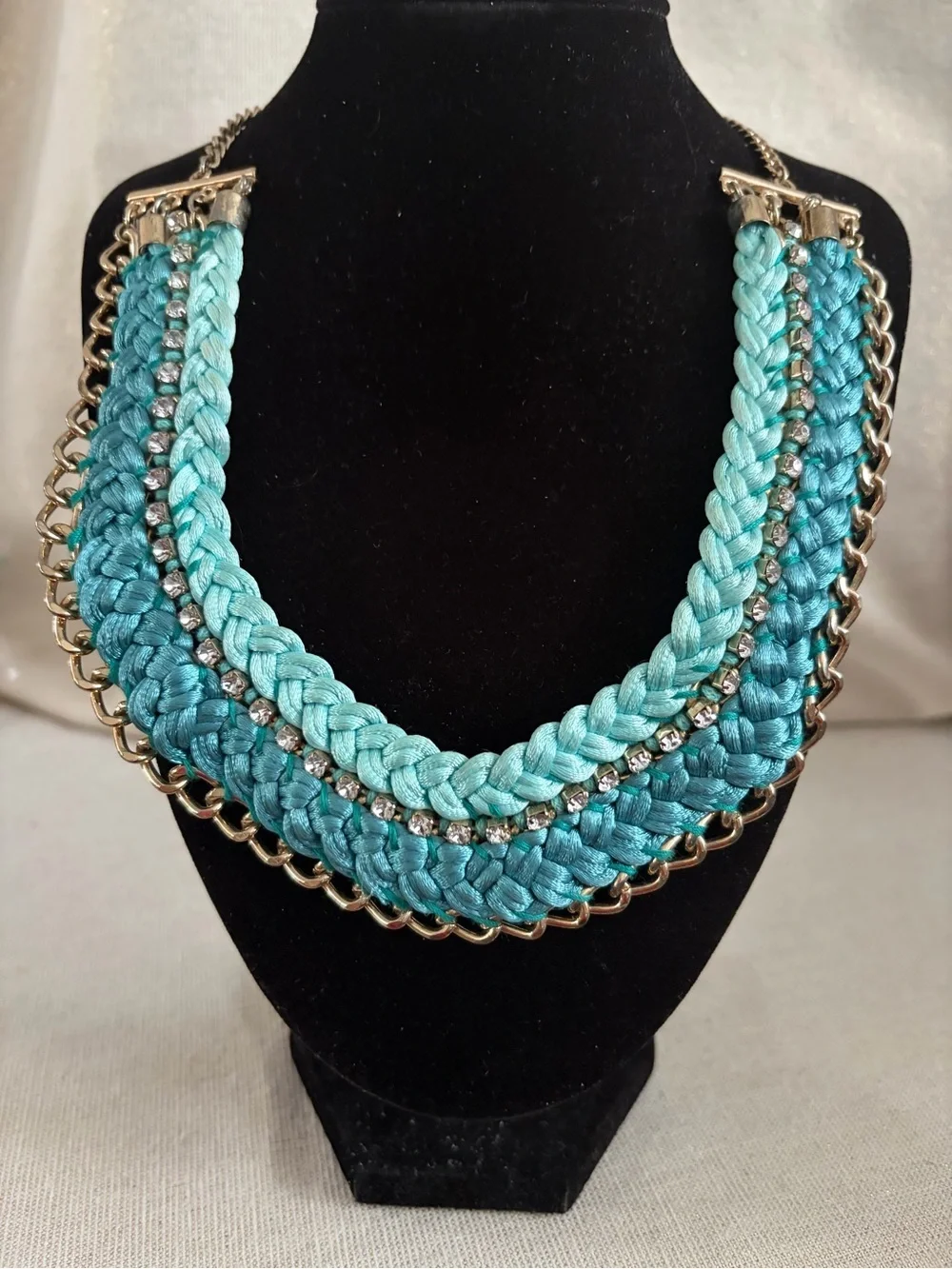 Tommy Bahama Braided Teal Statement Necklace